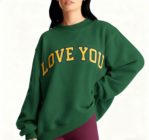 Sudadera Oversize Vintage para Mujer con Bordado Personalizado, Cuello Alto Simulado y Hombros Caídos - Product Image 1