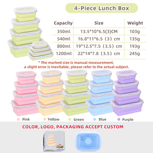 Promoção Quente Caixa de Almoço Dobrável de Silicone de 540ML para Armazenamento de Alimentos, Aquecível, Livre de BPA, Portátil e Colapsável, Ecológica para Crianças - Product Image 2