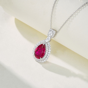 925 Silver Cultivated <b>Ruby</b> <b>Necklace</b> Laboratory-Made Luxury Jewelry High-End Elegant Classic Style Banquets and Ceremonies H - Product Image 3