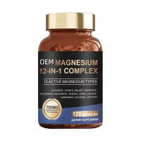 Magnésium & Zinc 12-en-1 Complex Capsules 700mg par Portion 120 Comprimés Supplément OEM 12 Types Actifs de Magnésium Durée de Conservation de 24 Mois