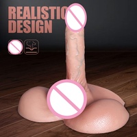 Masseur intime en silicone réaliste avec base d'aspiration stable, accessoire ergonomique manuel mains libres pour la relaxation corporelle