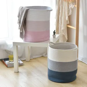 Cotton Rope Basket Set Pink Xxxl Hamper Baskets Set Of 2 Large Woven Cotton Rope Laundry Basket With Handles Cloth Baskets