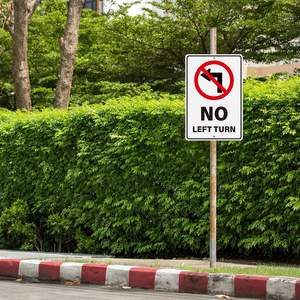 Señal de giro a la izquierda sin agujeros preperforados reflectantes de grado ingeniero señalización de tráfico de aluminio para coches camiones Road Street - Product Image 5