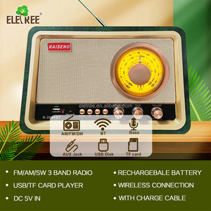 Eletree Xách Tay Retro Quay Điều Chỉnh Quay Quay Quay Không Dây <span class=keywords><strong>Streaming</strong></span> Stereo AM FM SW Đài Phát Thanh Với U Đĩa/TF Thẻ/AUX Âm Nhạc Máy Nghe Nhạc - Product Image 4
