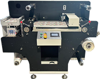 Máquina troqueladora digital de etiquetas en rollo de alta precisión con 4 cabezales de corte, motorizada, de fábrica directa de China, con ancho máximo de material de 340 mm