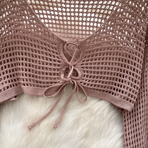 Suéter de manga hinchada con doble botonadura y cuello cuadrado de fragancia pequeña Top de Base Irregular ajustado que combina con todo para mujer - Product Image 6