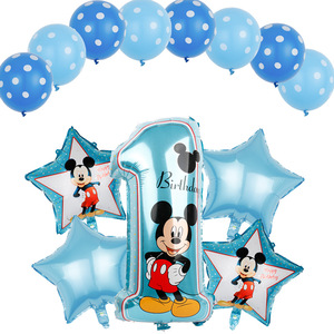 Juego de globos de papel de aluminio digital de <span class=keywords><strong>Mickey</strong></span> y Minnie-Globos decorativos de cumpleaños con números para la primera fiesta de cumpleaños de bebés - Product Image 6