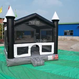 Château gonflable noir et blanc pour mariage, maison de rebond moderne pour enfants, idéal pour photomaton et décoration d'événements - Product Image 4