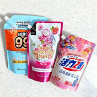 Sachets de recharge personnalisés avec bec verseur pour lessive en poudre, liquide vaisselle, détergent, 500 ml et 1 L