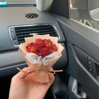 Rafraîchisseur d'air pour voiture Fleurs séchées Clip d'aromathérapie pour voiture Bouquet de décoration de sortie d'air Fleurs préservées pour l'intérieur de la voiture
