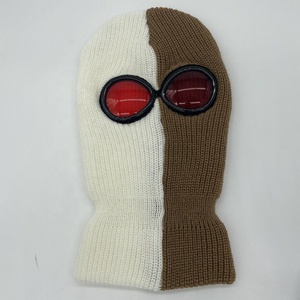 Balaclava CS personnalisée tricotée demi-noir et demi-violet <span class=keywords><strong>cagoule</strong></span> pour lunettes <span class=keywords><strong>cagoule</strong></span> en acrylique souple avec lunettes - Product Image 5