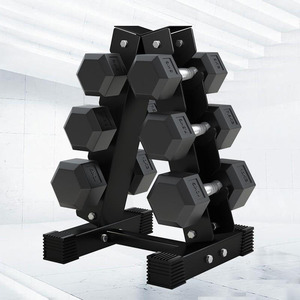 Ensemble d'haltères ronds enduits de caoutchouc noir d'équipement de <span class=keywords><strong>sport</strong></span> de forme physique de qualité supérieure - Product Image 6