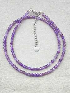 Gargantilla de cuentas de amatista facetada, delicado collar unisex de piedras preciosas de moda para fiestas, cuentas microfacetadas, gemas redondas de cristal Hasnain - Product Image 4