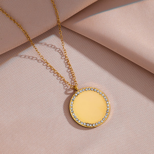 Colliers à breloques tendance en acier inoxydable <span class=keywords><strong>de</strong></span> haute qualité, pendentifs cœur vierges dorés pour femme - Product Image 6