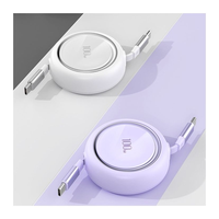 Kabel Pengisi Daya Multi Fungsi 100W 1M Retractable Type C ke Type C dengan Kotak Penyimpanan, Kabel Data USB Standar 5A untuk Ponsel
