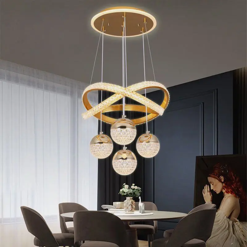Bester Preis moderner Stil Kronleuchter Acryl energiesparend LED Aluminium hängelicht Zuhause Villa Esszimmer Luxus-Wandelauchte