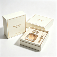Boîte cadeau de luxe personnalisée en carton rigide carré avec base et couvercle, et insert en velours pour flacon de parfum et emballage cosmétique
