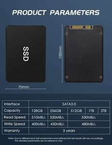 Unidad de Estado Sólido Externa de Alto Rendimiento y Alta Velocidad de 6 Gb/s y 2.5 Pulgadas, SATA 3.0, Unidad de Estado Sólido para Portátil - Product Image 2