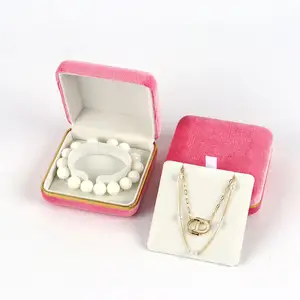 Commercio all'ingrosso Logo personalizzato di lusso coreano anello di velluto orecchino gioielli confezione regalo per collana e bracciale con inserto in velluto