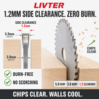 LIVTER Lame de scie circulaire à rainurer TCT réglable sur mesure 180x5.0/3.8x35x36T pour le travail du bois