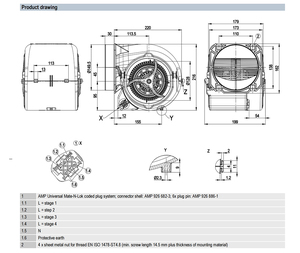 D2E146-HS97-03 146mm AC Centrifugal Blower 230VAC 1800RPM 530CFM 180W Fume Extraction <b>Fan</b> - Product Image 4