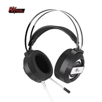 Royal Kludge Headphone Gaming Berkabel 3.5Mm, Headset Over Ear Gamer Noise Cancelling Audifonos Headphone Game RGB dengan Mikrofon
