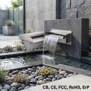 Rideau d'eau en acier inoxydable pour la décoration de piscine et de jardin, <span class=keywords><strong>fontaine</strong></span> murale, cascades <span class=keywords><strong>avec</strong></span> éclairage LED, <span class=keywords><strong>cascade</strong></span> en acier inoxydable - Product Image 5