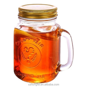 Bán Buôn 500Ml Biểu Tượng Tùy Chỉnh Thủy Tinh <span class=keywords><strong>Mason</strong></span> Lọ Với Xử Lý Nắp Hình Vuông Vít <span class=keywords><strong>Cap</strong></span> Rỗng Uống Tàu Cho Thăng Hoa Số Lượng Lớn - Product Image 5