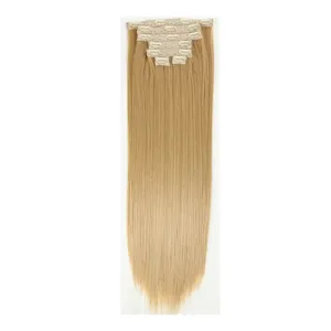 Noble Hoge Temperatuur Fiber Braziliaanse Synthetische Clip Hair Extensions Clip In Haar