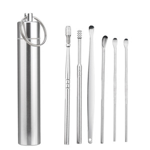 Stainless Steel Ear Pick Set 6 Piece Portable Ear Cleaning <b>Tools</b> With Spiral Spring For General Population - Product Image 5