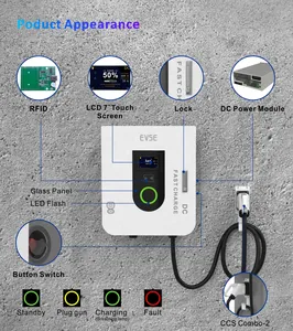 CCS2 4G 이더넷 WIFI OCPP 20kw 22kw EV 충전기 빠른 전기 자동차 자동차 Dc 빠른 Ev 충전기 바닥 장착 충전 스테이션 Ev