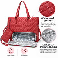 Sac Isotherme Portable Grande Capacité en PU de Haute Qualité avec Fermeture Éclair – Style Vintage Tendance pour Femmes, Idéal pour le Travail, les Pique-niques et les Affaires