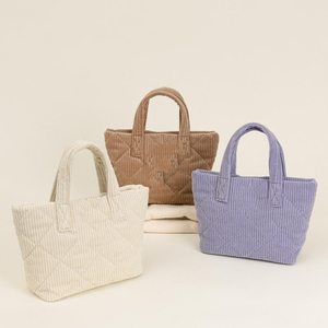 Bolsa de Viaje y Compras de Pana Acolchada Colorida Personalizada al por Mayor para Uso Diario, Bolsas de Cosméticos Personalizadas con Logotipo para Mujeres y Niñas - Product Image 1