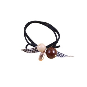 Fabric Ribbon Hair <b>Tie</b> High Elasticity <b>Brown</b> Beaded Bow Casual Headdress - Product Image 5