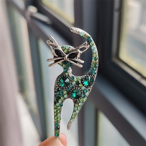 Broche do gato do diamante do vintage Broche adorável <span class=keywords><strong>DIY</strong></span> Metal Cut Lapela Pin Suit - Product Image 4