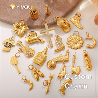YIMEILI & Retro Colgante de Acero Inoxidable PVD Oro 18K con Diamantes, Accesorio DIY para Botas, Instrumentos Musicales y Flores, Estilo Deportivo
