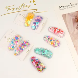 Tracy & Herry Korean Chic Spring New Quicksand Sequins Hair Accessories Transparent PVC Oval Hairpin Side Clip Cute Hair Clip