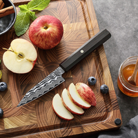 Couteau à éplucher HEZHEN en acier Damas forgé, manche en bois d'ébène, couteau de cuisine pour fruits