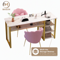 Ensemble moderne de table et de chaises de manucure en fer pour salons de manucure et bars à ongles - Options simple/double