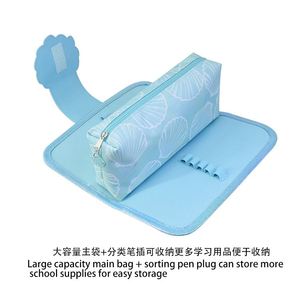 Nouvelle collection <span class=keywords><strong>2023</strong></span> : Trousse à crayons Kawaii 2-en-1 en toile avec grande fermeture éclair, holographique et durable – Vente en gros - Product Image 3