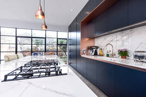 Gabinete australiano armadio da cucina alla moda pavimenti in legno massello isola e piani <span class=keywords><strong>di</strong></span> <span class=keywords><strong>lavoro</strong></span> bianchi con luce - Product Image 4