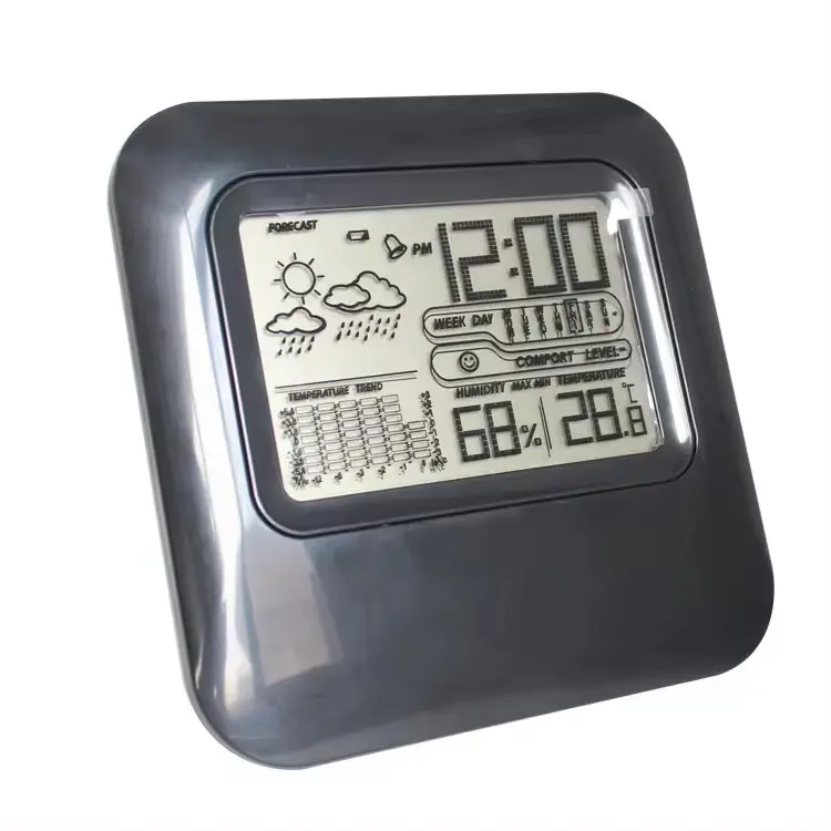 온도 표시기 및 습도 디지털 알람 시계가있는 경쟁력있는 가격 기상 관측소 LCD 디스플레이