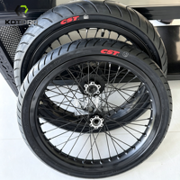 Jeu de roues Supermoto KOTORQ à jantes noires de 17 pouces pour Talaria MX3, jeu de jantes à rayons en aluminium, jantes argentées, amélioration pour la route, amélioration pour E-Moto
