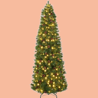 Sapin de Noël en forme de crayon, 150-270 cm (5-9 pieds), gain de place, écologique, haute qualité, avec cônes de pin, pour intérieur, directement de l'usine