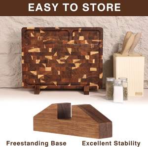 <span class=keywords><strong>Planche</strong></span> à découper en <span class=keywords><strong>noyer</strong></span> à grain traversant, double face, réversible, pour charcuterie, avec support - Product Image 6