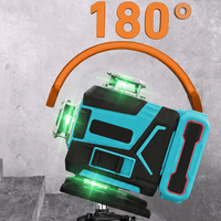 Niveau laser vert turquoise à faisceau horizontal et vertical pour le carrelage mural, l'alignement des sols, la construction, vente en gros OEM
