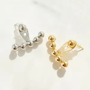 趋势黄铜合金耳背珠子性感耳环女式耳环