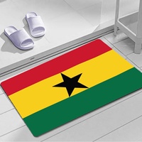 Tapis de sol en caoutchouc polyester imprimé drapeau national du Ghana, 40*60cm, tapis de porte rectangulaire antidérapant pour la maison