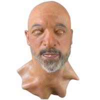 HLC OEM 1 Pièce Masque Facial en Silicone Homme Âgé Grand-Père, Masque Humain Réaliste en Silicone avec Perruque et Barbe pour Fêtes Cosplay