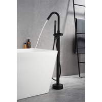 Robinet de baignoire sur pied en laiton noir mat, mitigeur thermostatique à poignée unique, finition noircie, pour hôtel, céramique